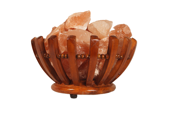 Himalayan Salt Lamp Round Wooden Basket