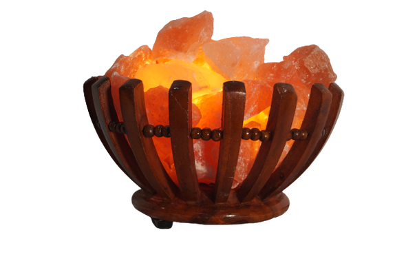 Himalayan Salt Lamp Round Wooden Basket