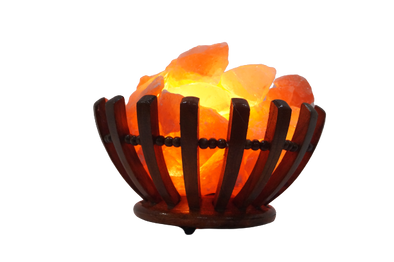 Himalayan Salt Lamp Round Wooden Basket