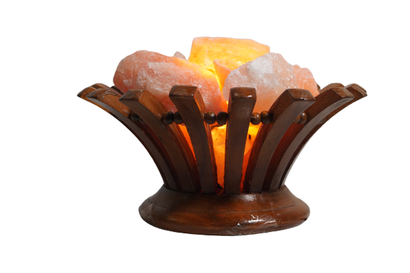 Himalayan Salt Lamp Salt Rocks with Wood Basket, Stone Bouquet