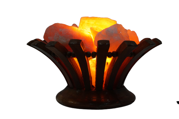 Himalayan Salt Lamp Salt Rocks with Wood Basket, Stone Bouquet