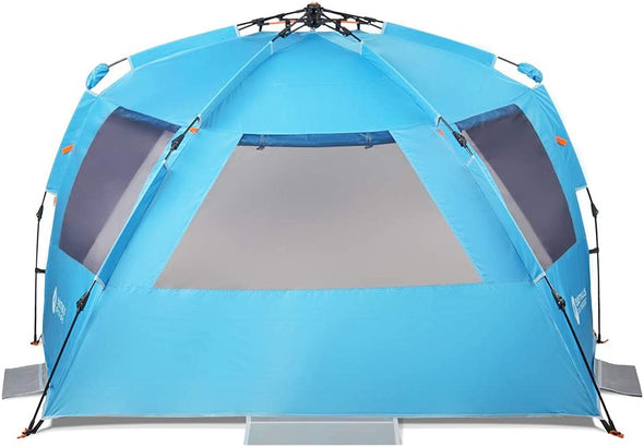 Beach Tent - Outdoors Instant Shader Dark Shelter XL Beach Tent 99" Wide for 4-6 Person Sun Shelter UPF 50+ with Extended Zippered Porch Pacific Blue
