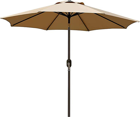 Blissun 9' Outdoor Market Patio Umbrella with Push Button Tilt and Crank, 8 Ribs