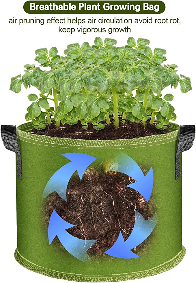 5-Pack 7 Gallon Grow Bags Heavy Duty Aeration Plant Pot Fabric Container