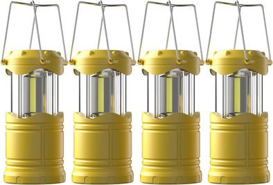 Camping Lanterns - 4 Pack COB Camping Lantern, Portable High Lumen Outdoor Camping Flashlight Torch Light, Bright Survival Equipment Gear Kit for Emergency, Hiking, Tent, Backpacking, Outages, Hurricanes (Yellow)