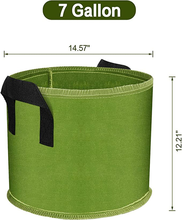 5-Pack 7 Gallon Grow Bags Thickened Non-Woven, Aeration Fabric Planter Grow Pot with Durable Handles and Reinforced Side, Heavy Duty Cloth Pots for Small Trees, Fruits, Vegetables and Flowers