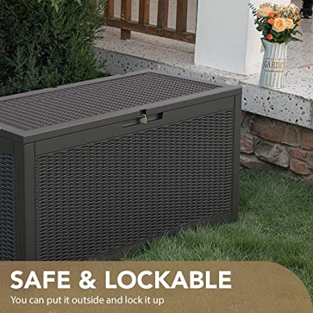 105 Gallon All Weather Large Deck Box Lockable Storage Container
