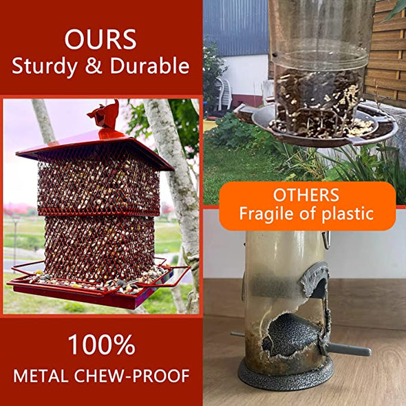 Meleave Bird Feeders for Outdoors Hanging,6.5 lbs Large Capacity Hanging Bird Feeder,Red Bird Feeder for Outside Garden