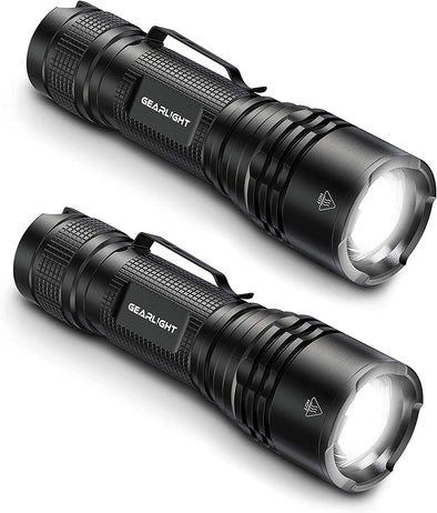 Camping Flashlight -TAC LED Flashlight Pack - 2 Super Bright, Compact Tactical Flashlights with High Lumens for Outdoor Activity & Emergency Use - Gifts for Men & Women - Black