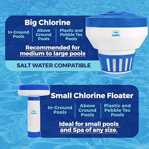 440 Pool Chlorine Floater Dispenser, Fits Up to 5 Pieces of 3-Inch Chlorine Tabs, Adjustable Flow, Control, Heavy-Duty Plastic - Suitable for Small & Large Pools