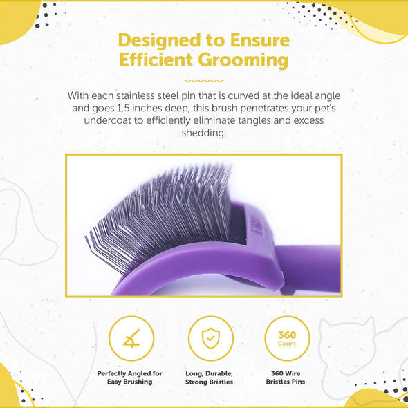 Pet Grooming Slicker Brush for Dogs and Cats by NEXTGRADE - Recommended by Professional Pet Groomers - Universal Long Firm Stainless Steel Pins - Ideal for Dematting, Detangling & Deshedding