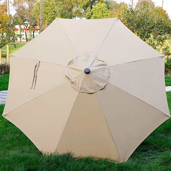 Blissun 9' Outdoor Market Patio Umbrella with Push Button Tilt and Crank, 8 Ribs