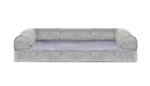 FURHAVEN ORTHOPEDIC SOFA BED FAUX FUR & VELVET GRAY MEDIUM