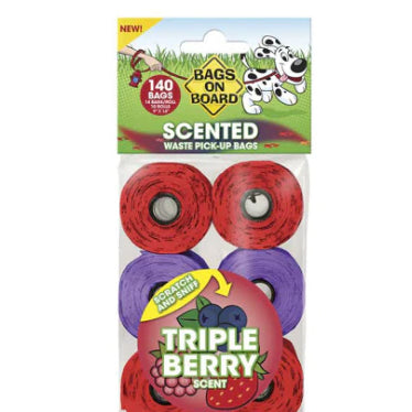 BAGS ON BOARD BAG REFILL PACK TRIPLE BERRY SCENTED (140 BAGS)