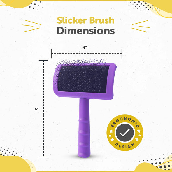 Pet Grooming Slicker Brush for Dogs and Cats by NEXTGRADE - Recommended by Professional Pet Groomers - Universal Long Firm Stainless Steel Pins - Ideal for Dematting, Detangling & Deshedding