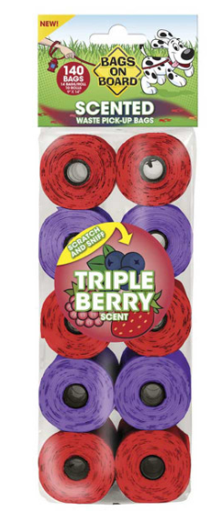 BAGS ON BOARD BAG REFILL PACK TRIPLE BERRY SCENTED (140 BAGS)