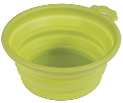 PETMATE 1.5 CUP COLLAPSIBLE SILICONE TRAVEL BOWL - GREEN