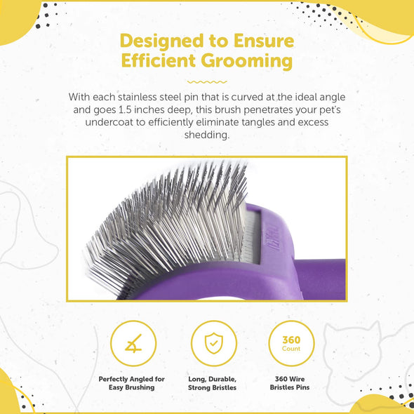 Pet Grooming Slicker Brush for Dogs and Cats by NEXTGRADE - Recommended by Professional Pet Groomers - Universal Long Firm Stainless Steel Pins - Ideal for Dematting, Detangling & Deshedding