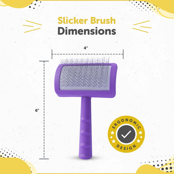 Pet Grooming Slicker Brush for Dogs and Cats by NEXTGRADE - Recommended by Professional Pet Groomers - Universal Long Firm Stainless Steel Pins - Ideal for Dematting, Detangling & Deshedding